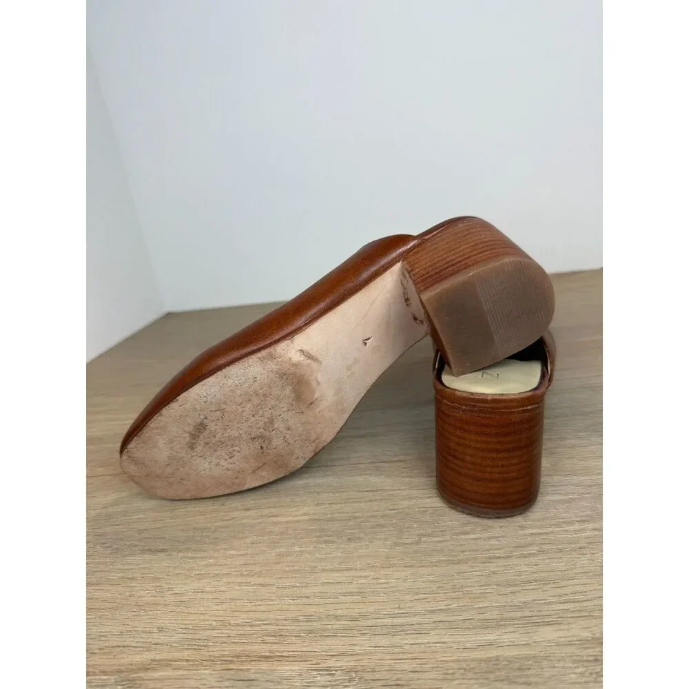 Nisolo Brown Leather Block Heel Mules